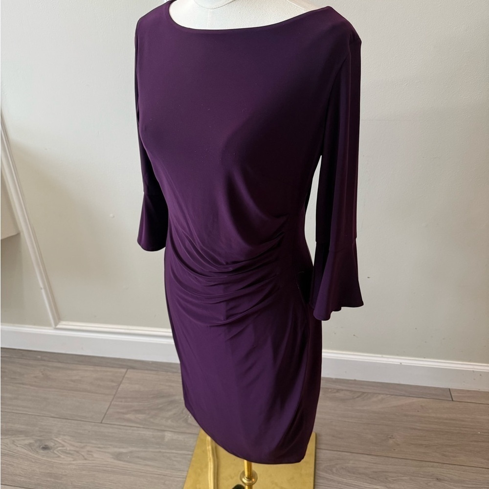 Anne Klein Deep Purple Long Sleeve Dress - Picture 4 of 10
